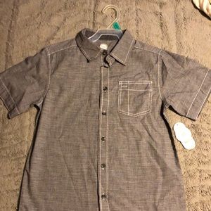 Boys size 10/12 gray button up